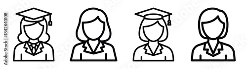 teacher line editable vector icon set. back to school outline icons.