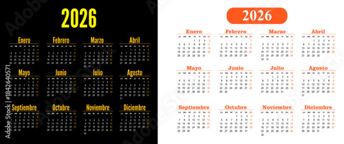 French. Rainbow calendar Year 2026. vector calendar. The week starts on Monday.