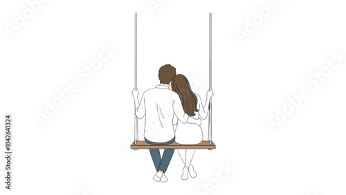 Love's Embrace on a Swing: A couple shares a tender moment, embracing on a swing, symbolizing a deep connection and the simple joys of togetherness. Capturing the intimacy and tender affection