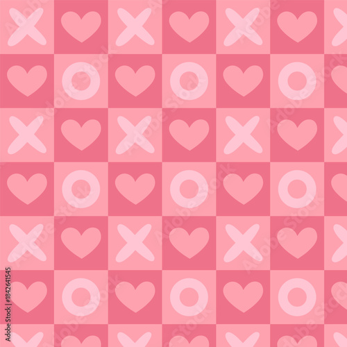 Seamless XO and heart pattern in soft pink shades. Perfect for Valentines Day designs, gift wrap, textiles, backgrounds, romantic stationery, and cute decorative projects