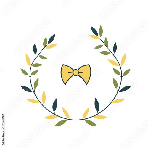 Circular lemon garland frame with simple leaves and wave curls, Italian summer doodle vibe.
