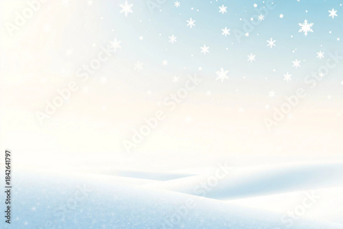 Serene Winter Landscape with Gentle Snowfall and Soft Pastel Hues