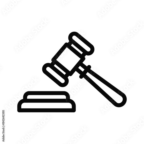 Judge gavel and sound block icon