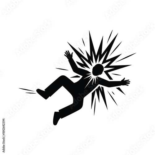 Person falling down with head injury