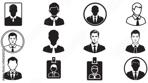 Badge Portrait with Tie Business User Icon for Professional Profiles and Corporate Identity