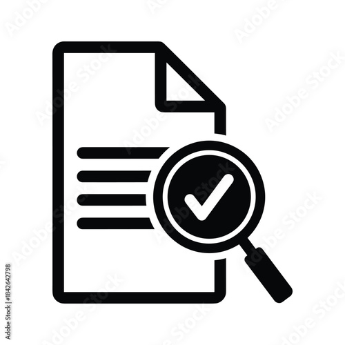 Verified document with magnifying glass