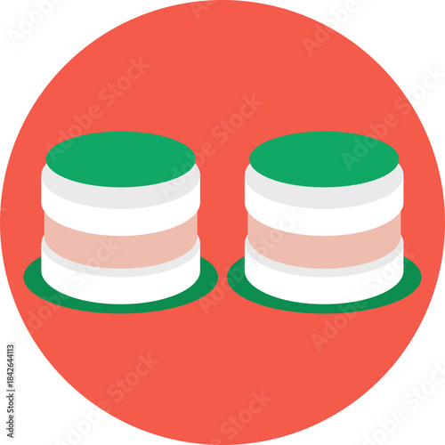 Round sticky rice cake traditionally served with Vietnamese pork sausage.