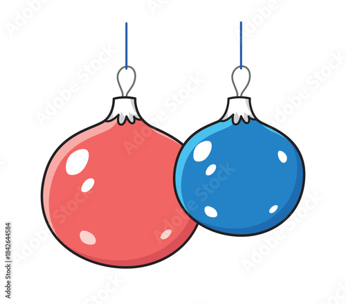 Red and blue Christmas ornament bauble balls isolated vector