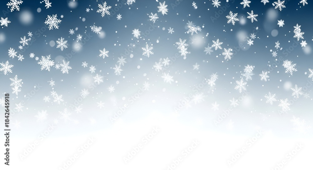 Fototapeta premium Winter season with falling snow and snowflakes illustration elegant background design