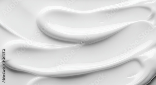 White creamy texture with smooth flowing lines, abstract milky surface of lotion
