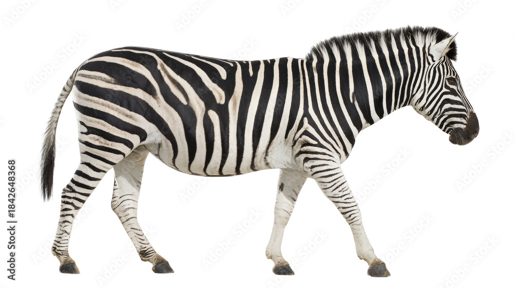 Fototapeta premium Zebra isolated on transparent background