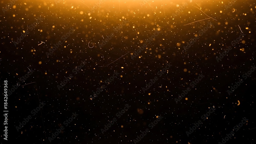 Fototapeta premium Golden light on dark background with sparkling particles