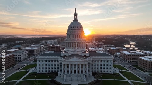 Iconic United States Capitol Building at Sunrise, Washington D.C