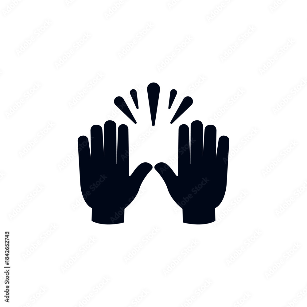 Obraz premium raising hands pair of hands raised in air happy joy celebration hand fingers emoji symbol sign icon vector illustration isolated flat