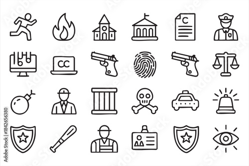 Law Enforcement Vector Symbols for Court Systems, Emergency Response, and Crime UI Kits
