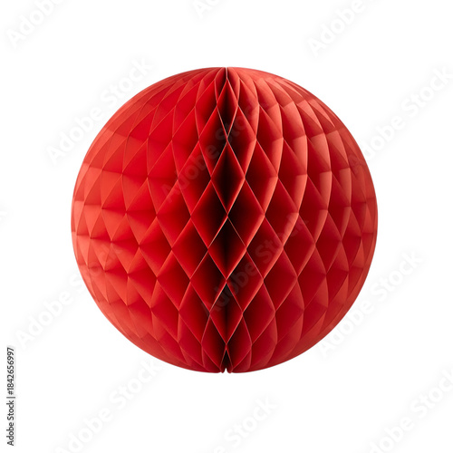 Red paper lantern with diamond pattern on white background