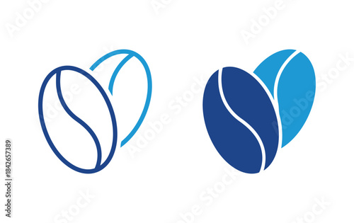 Coffee bean in blue and white symbol food