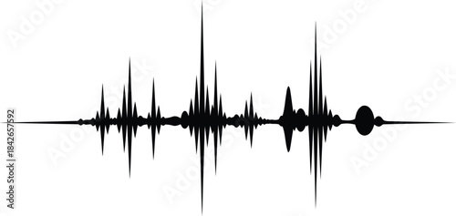 Black sound wave graphic isolated on with axis lines