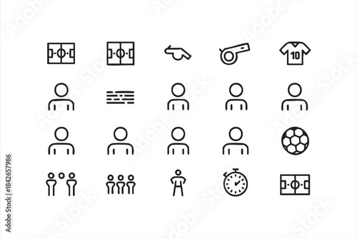 Soccer Player and Field Icons for Match Analysis Dashboards, Coaching Tools, and Sports UI
