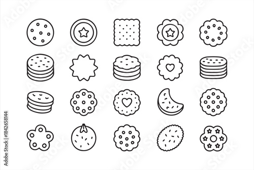 Cookie and Biscuit Icons for Bakery Menus, Food Apps, and Snack Branding