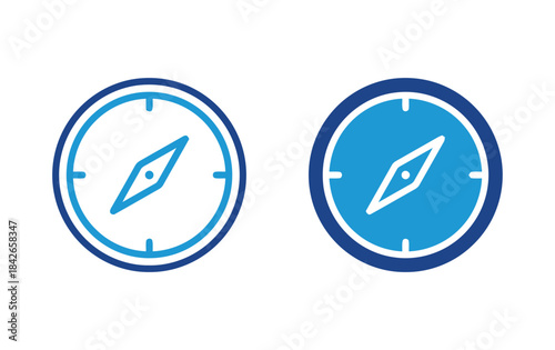 Compass dial blue and white navigation direction