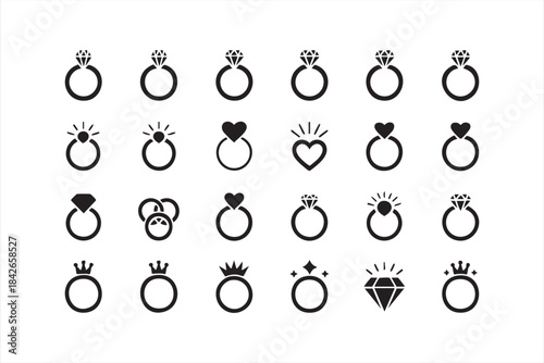 Diamond and Heart Ring Symbol Set for Bridal Platforms, Proposal Tools, and Celebration Design