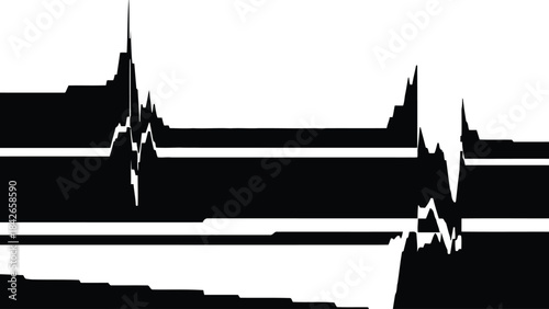 Black and white abstract waveform pattern isolated on