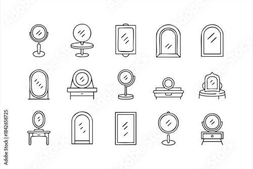 Dressing Table and Mirror Symbols for Home Styling Tools and Lifestyle Interfaces