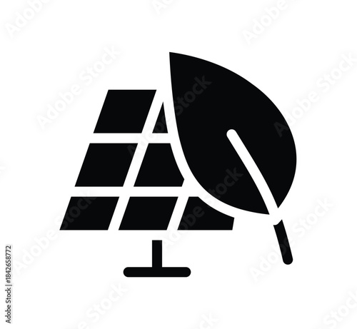 Solar Energy Symbol with Leaf Signifying Renewable and Sustainable Future
