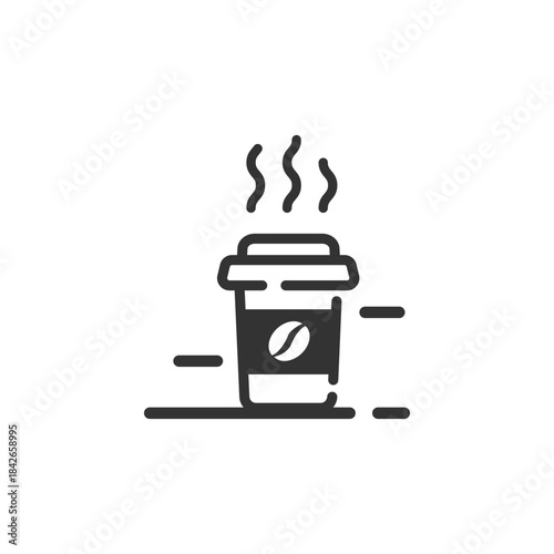 vector icon design outline of a simple hot coffee cup.