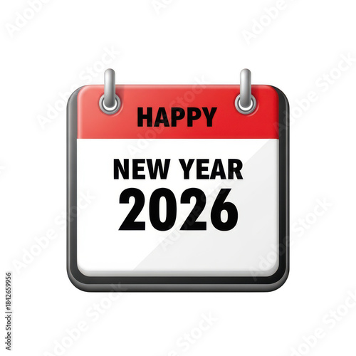 Happy new year 2026 calendar icon