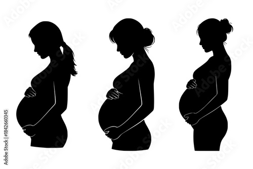 Pregnant Women: Stages of Childbirth Silhouette