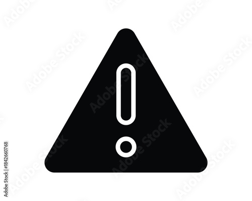 Black Warning Sign with Exclamation Mark on a White Background