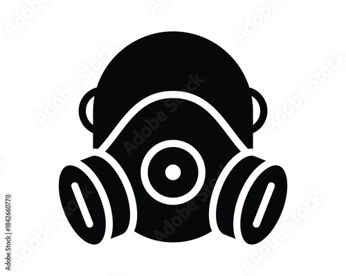 Black and White Gas Mask Icon for Safety and Protection Themes