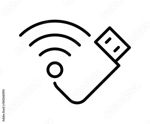 Wireless Connectivity Symbol with USB Connection Representation Icon