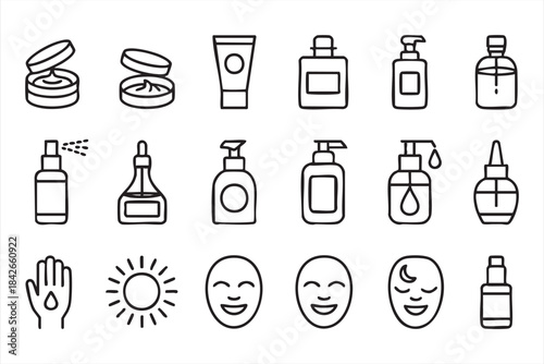Skincare and cosmetic care symbols for beauty product design