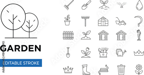 Garden, Fruits, Bathroom, Business, Communication, Hygiene, Global Strategy, and Corporate Finance Symbols Collection