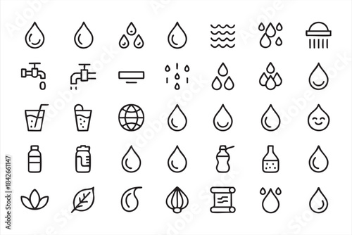 Minimal drops, flow, and faucet elements for environmental graphics