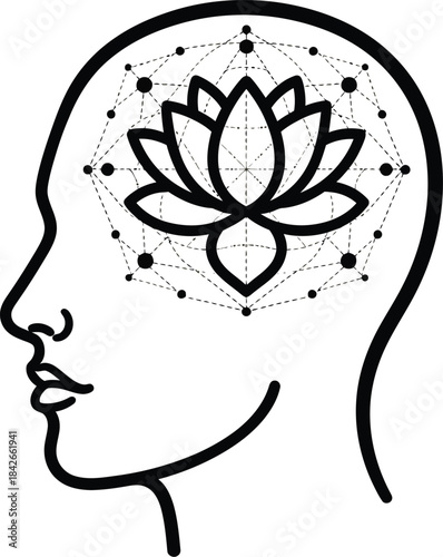 Mindfulness Head Lotus Symbol Vector
