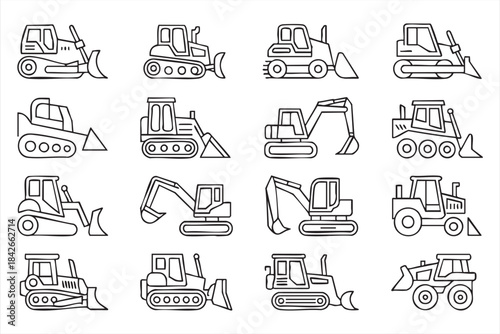 Construction machinery elements for engineering and architectural planning