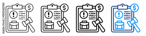 Business Penalty Icon Different Style Outline Collection Set.
