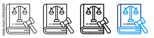 Law Book Icon Different Style Outline Collection Set.