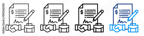 Business Contract Icon Different Style Outline Collection Set.