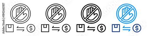 Trade Restriction Icon Different Style Outline Collection Set.