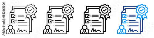 Business License Icon Different Style Outline Collection Set.