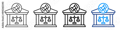 Law Court Icon Different Style Outline Collection Set.