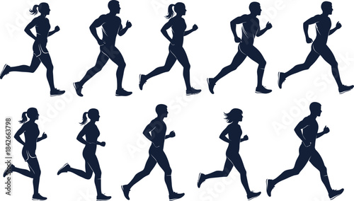 Running People Silhouettes Collection