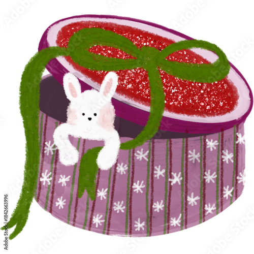 Christmas Rabbit Gift Box Design Illustration Vector