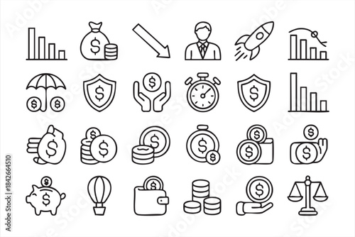 Investment and Profit Line Graphics for Trading Platforms, Market Interfaces and Reports