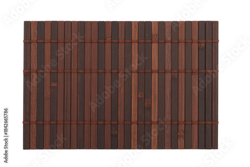 Brown bamboo mat isolated on a transparent background wood texture